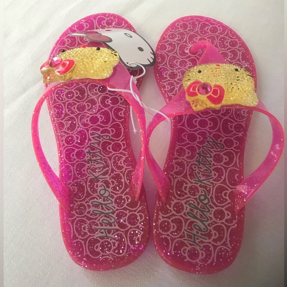 Hello Kitty by Sanrio Breanne Pink Sparkle Jelly Flip Flops Size 5 NIB - Picture 3 of 6